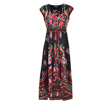 V Neck Vintage Print Long Dress